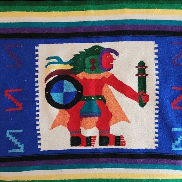 VTG Zapotec Mexican tapestry throw rug - Picture 3 of 11
